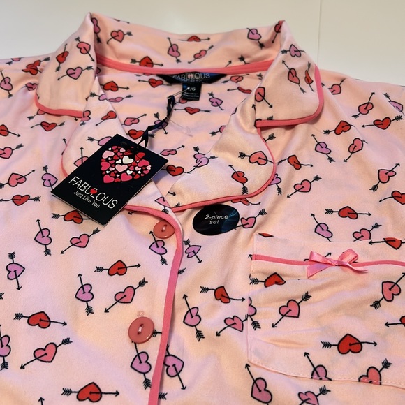 FABULOUS 2 pc Valentines Hearts pajama set Women’s Large - Picture 8 of 13
